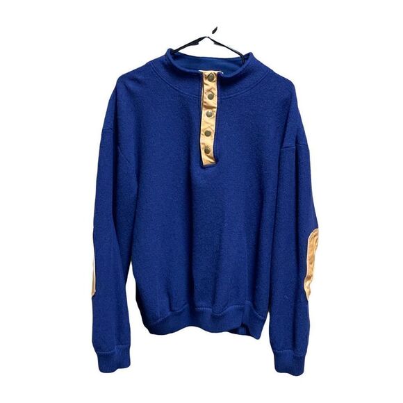 Orvis Navy Wool 3/4 Button Sweater Size XXL